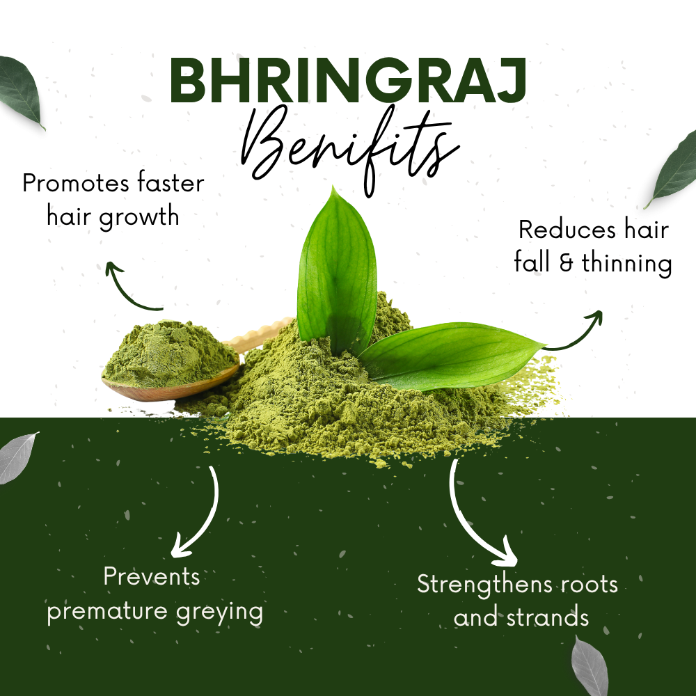 Vinamrit Bhringraj Powder | 100% Pure & Organic| Promotes Hair Growth, Strength & Scalp Health | 100g Pack | Ayurvedic Herbal Powder for Strong & Healthy Hair
