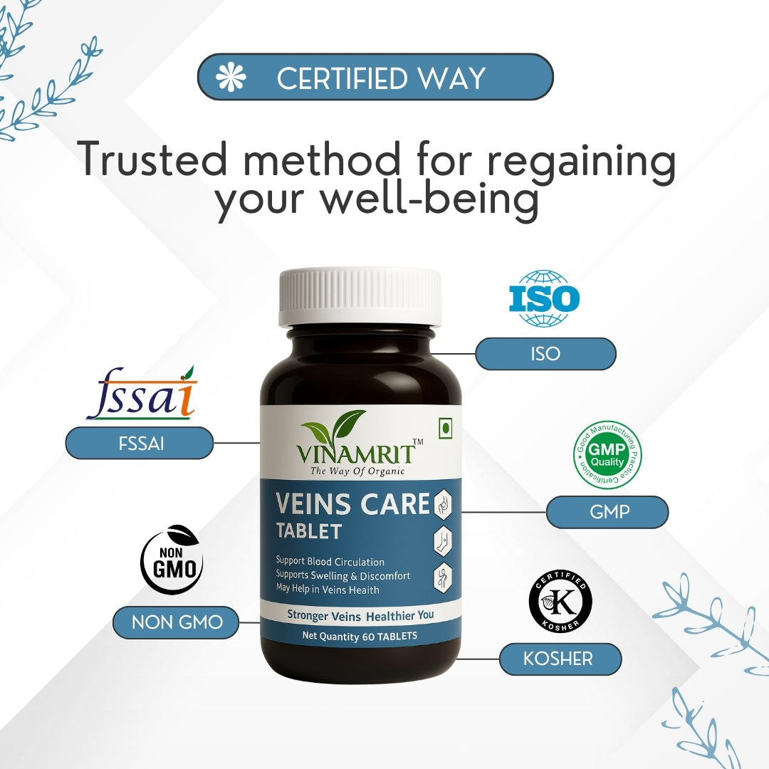 Vinamrit Varicose Veins Care Tablet: Ayurvedic Solution for Varicose Veins & Spider Veins | 30Tablets