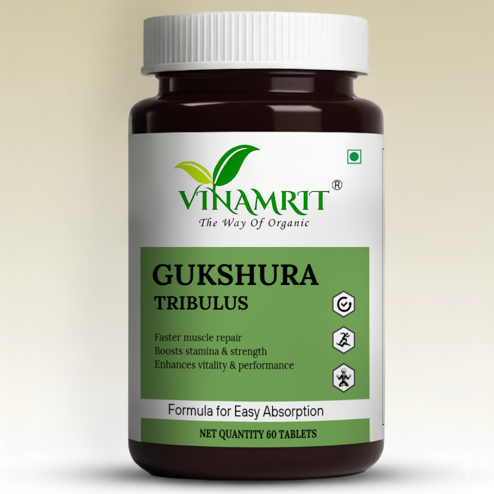 Vinamrit Gokshura Tablets 1000 mg | Ayurvedic Energy & Strength Support | 60% Saponins | Tribulus Terrestris for Men & Women | 60 Vegetarian Tablets