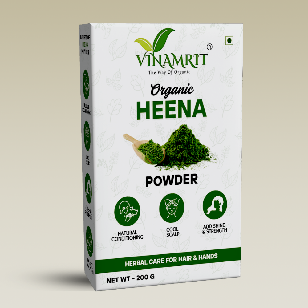 Vinamrit Henna Powder | 100% Pure & Organic| Traditional Ayurvedic Herb for Natural Hair Coloring & Care | 100g Pack