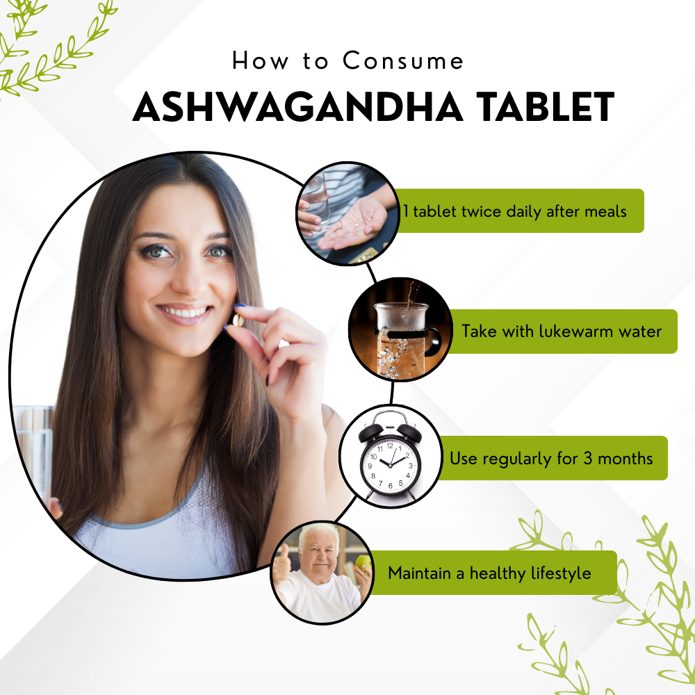 Vinamrit Ashwagandha Tablet 1000 mg | Pure Withania Somnifera Extract – 60 Tablets