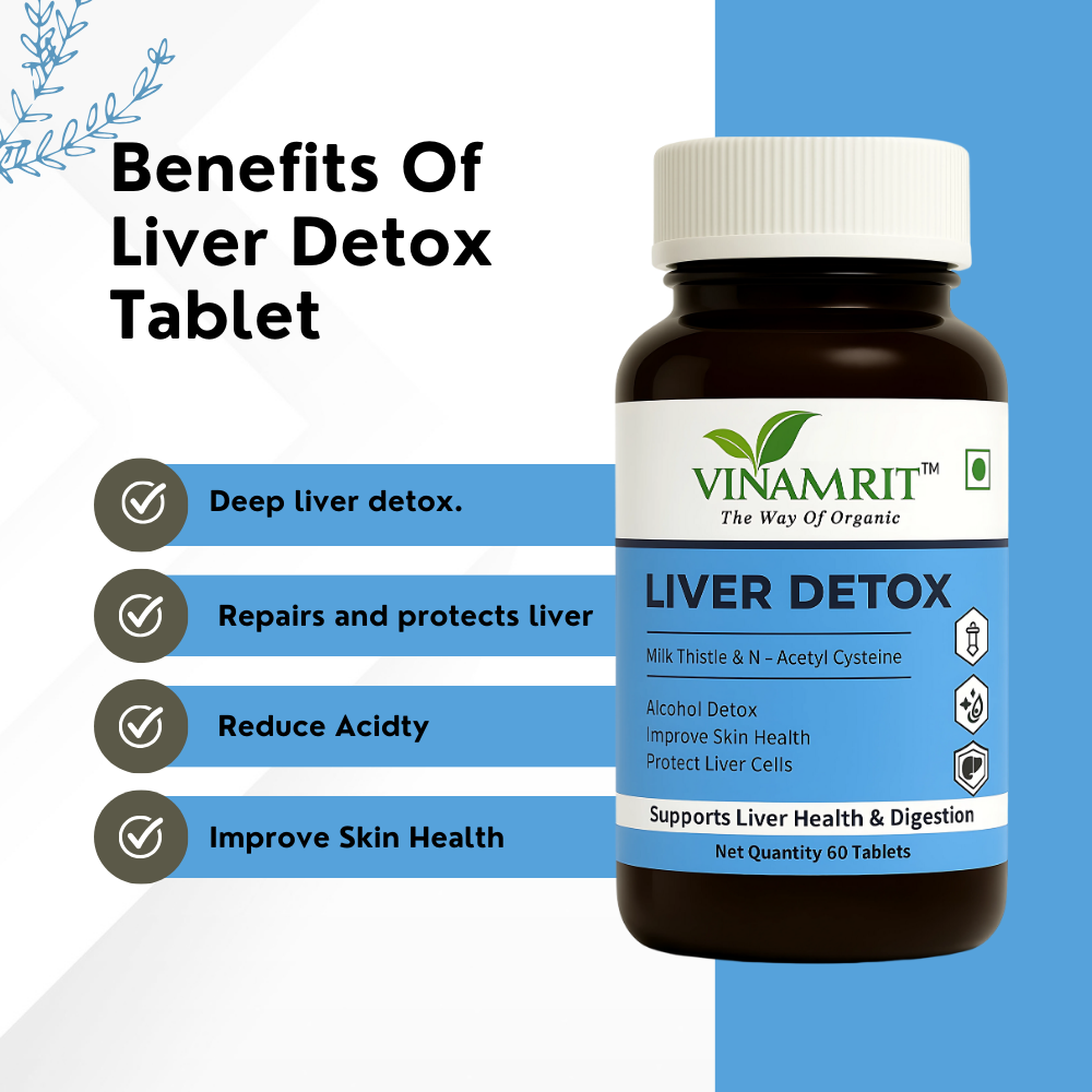 Vinamrit Milk Thistle Liver Detox Supplement | Fatty Liver Care & Digestive Enzymes 60 Tablets