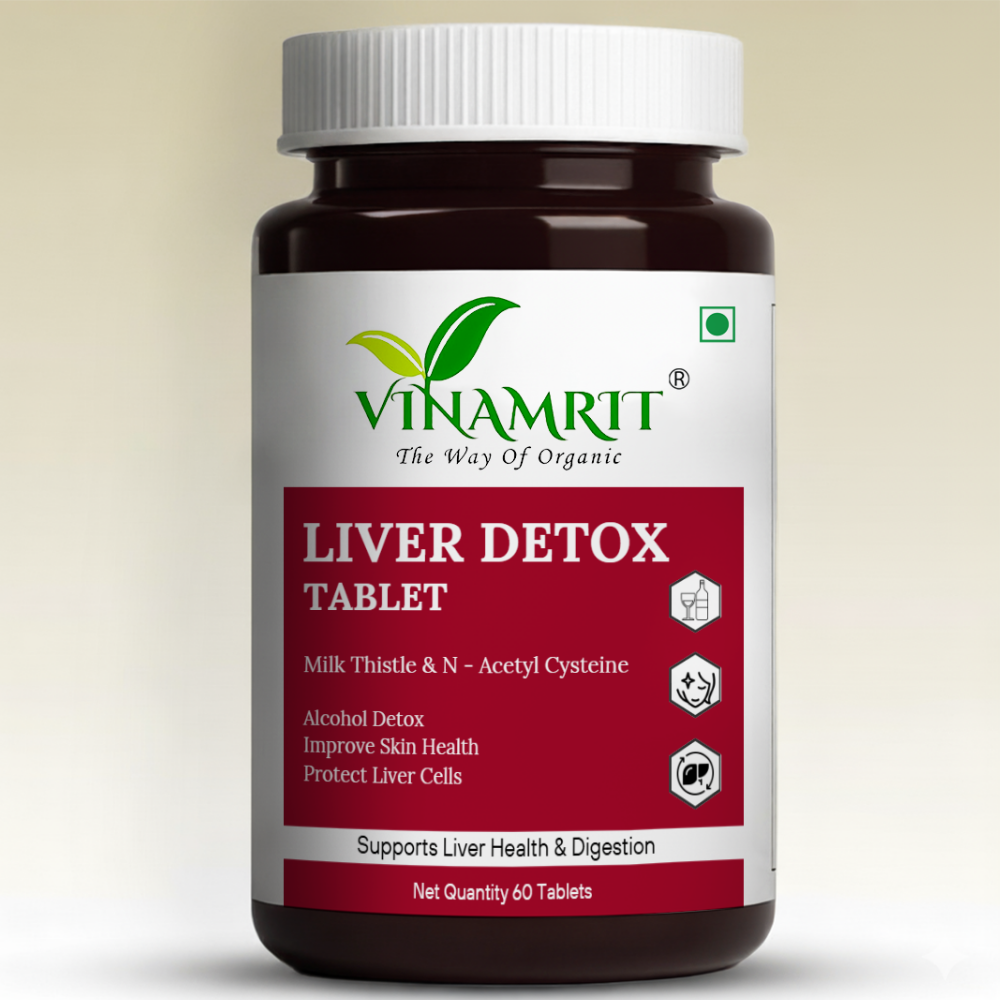 Vinamrit Liver Detox Tablets | Ayurvedic Herbal Supplement with Milk Thistle & NAC | Herbal Blend for Liver Cleanse & Daily Wellness | 60 Tablets