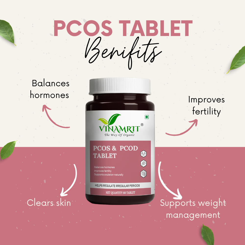Vinamrit PCOS Balance Tablets | Ayurvedic Herbal Supplement for Women’s Wellness & Hormonal Support | Plant-Based Formula | 60 Tablets