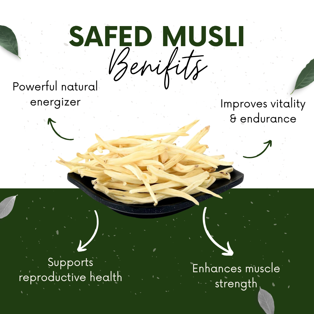Vinamrit Safed Musli Powder | 100% Pure & Organic | Traditional Ayurvedic Root for Wellness & Vitality | 100g Pack