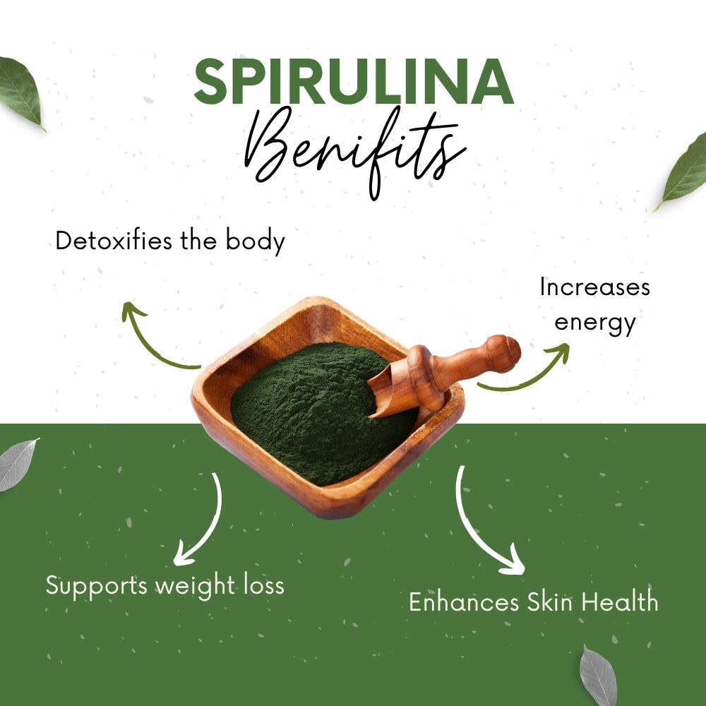 Vinamrit Spirulina Powder | 100% Pure & Natural | Plant-Based Protein & Iron | Supports Immunity, Energy & Detox | 100g Pack | Superfood for Smoothies, Juices & Fitness