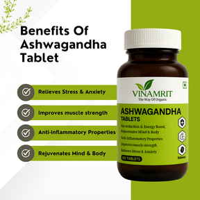 Vinamrit Ashwagandha Tablet 1000 mg | Pure Withania Somnifera Extract – 60 Tablets