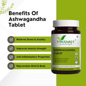 Vinamrit Ashwagandha Tablets – 1000 mg Pure Root Extract | 60 Tablets | Daily Wellness & Balance Support