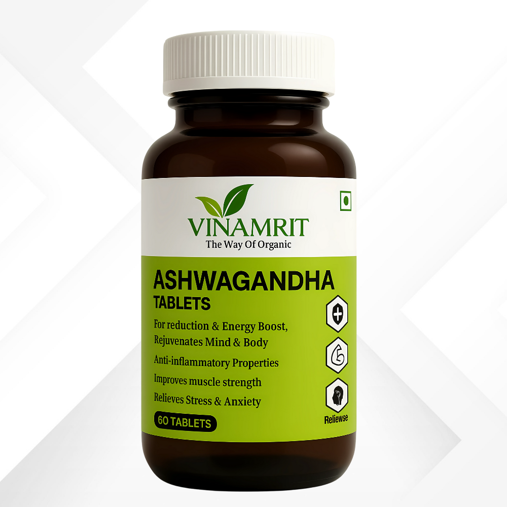 Vinamrit Ashwagandha Tablet 1000 mg | Pure Withania Somnifera Extract – 60 Tablets
