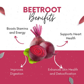 Vinamrit Beetroot Powder | Natural & Pure | Rich in Iron & Nitrates | Boosts Energy, Stamina & Blood Circulation | 100g Pack | Plant-Based Superfood for Juicing, Smoothies & Skincare