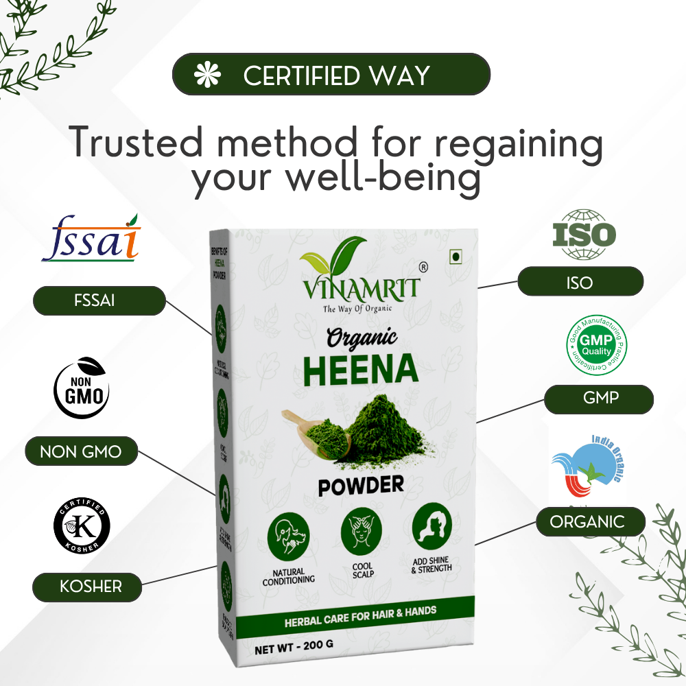 Vinamrit Henna Powder | 100% Pure & Organic| Traditional Ayurvedic Herb for Natural Hair Coloring & Care | 100g Pack