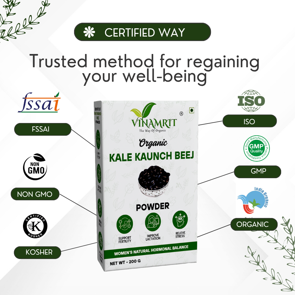 Vinamrit Kale Kaunch Beej Powder | 100% Pure & Natural | Traditional Ayurvedic Herb for Vitality & Wellness | 100g Pack