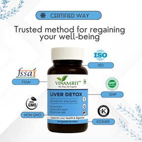 Vinamrit Milk Thistle Liver Detox Supplement | Fatty Liver Care & Digestive Enzymes 60 Tablets