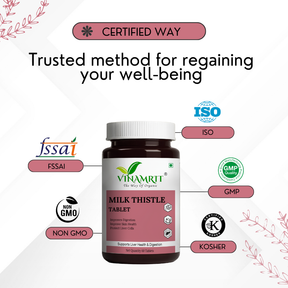 Vinamrit Milk Thistle Tablets for Liver Support & Detox | 60 Tablets | Ayurvedic Antioxidant for Fatty Liver, Digestion & Overall Wellness