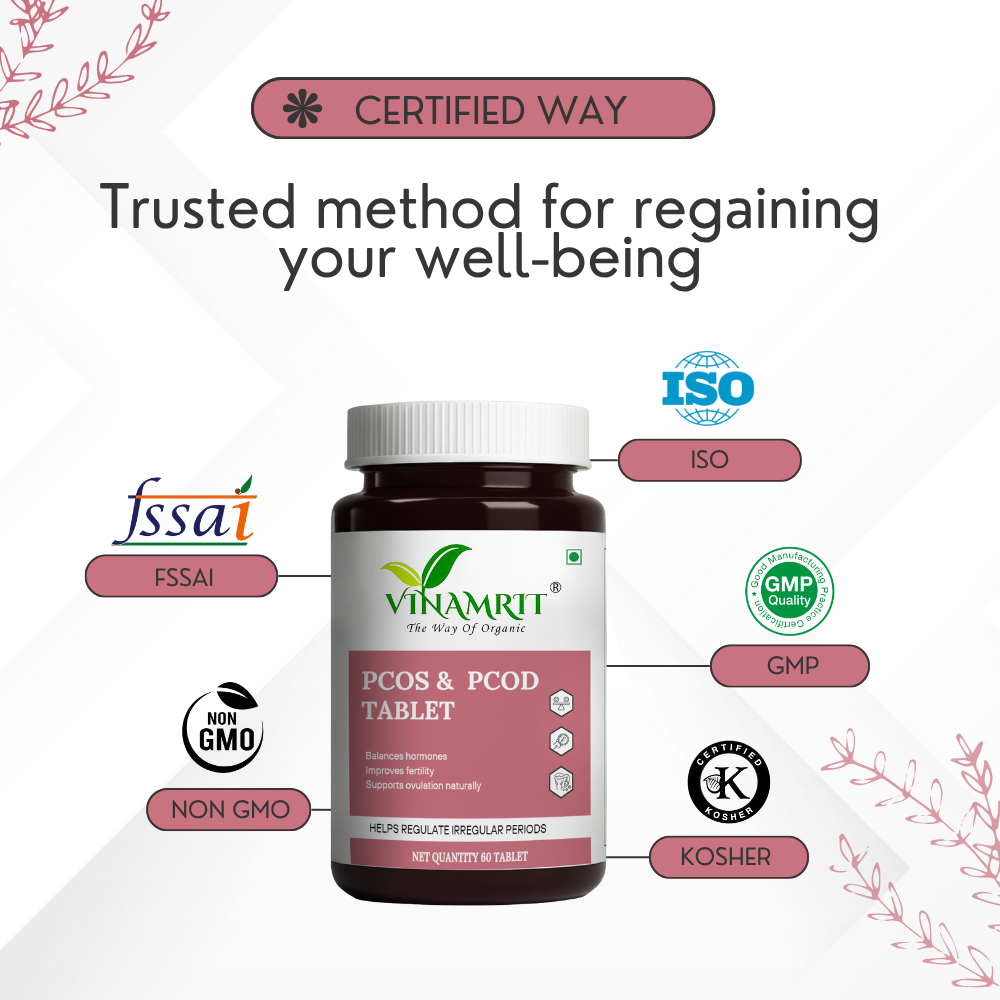 Vinamrit PCOS Balance Tablets | Ayurvedic Herbal Supplement for Women’s Wellness & Hormonal Support | Plant-Based Formula | 60 Tablets