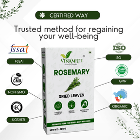 Vinamrit Rosemary Leaves | 100% Pure & Natural | Promotes Hair Growth, Strength & Scalp Health | 100g Pack | Ayurvedic Herbal Leaves for Strong & Healthy Hair