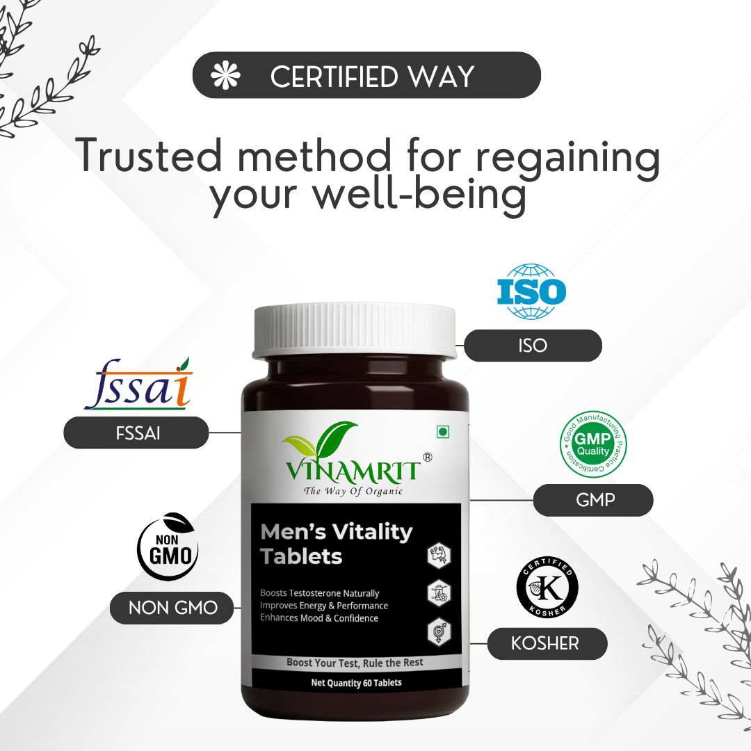 Vinamrit Men’s Vitality Tablet Shilajit & Gokshura | 60 Tablets for Strength, Stamina & Natural Testosterone Support 60 Tablets