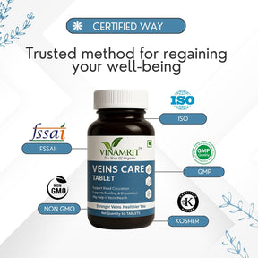 Vinamrit Varicose Veins Care Tablet: Ayurvedic Solution for Varicose Veins & Spider Veins | 30Tablets