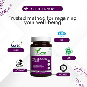 Vinamrit Veins Care Tablets | Ayurvedic Formula for Varicose Veins & Spider Veins Support | Herbal Blend for Leg & Vein Wellness | 30 Tablets