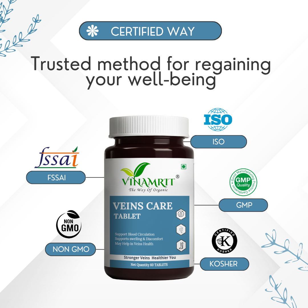 Vinamrit Veins Care Herbal Tablets | Plant Extract Blend | 60 Tabs