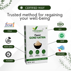 Vinamrit Gond Katira (Tragacanth Gum) | 100% Pure & Natural | Traditional Ayurvedic Resin for Cooling & Refreshing Recipes | 100g Pack