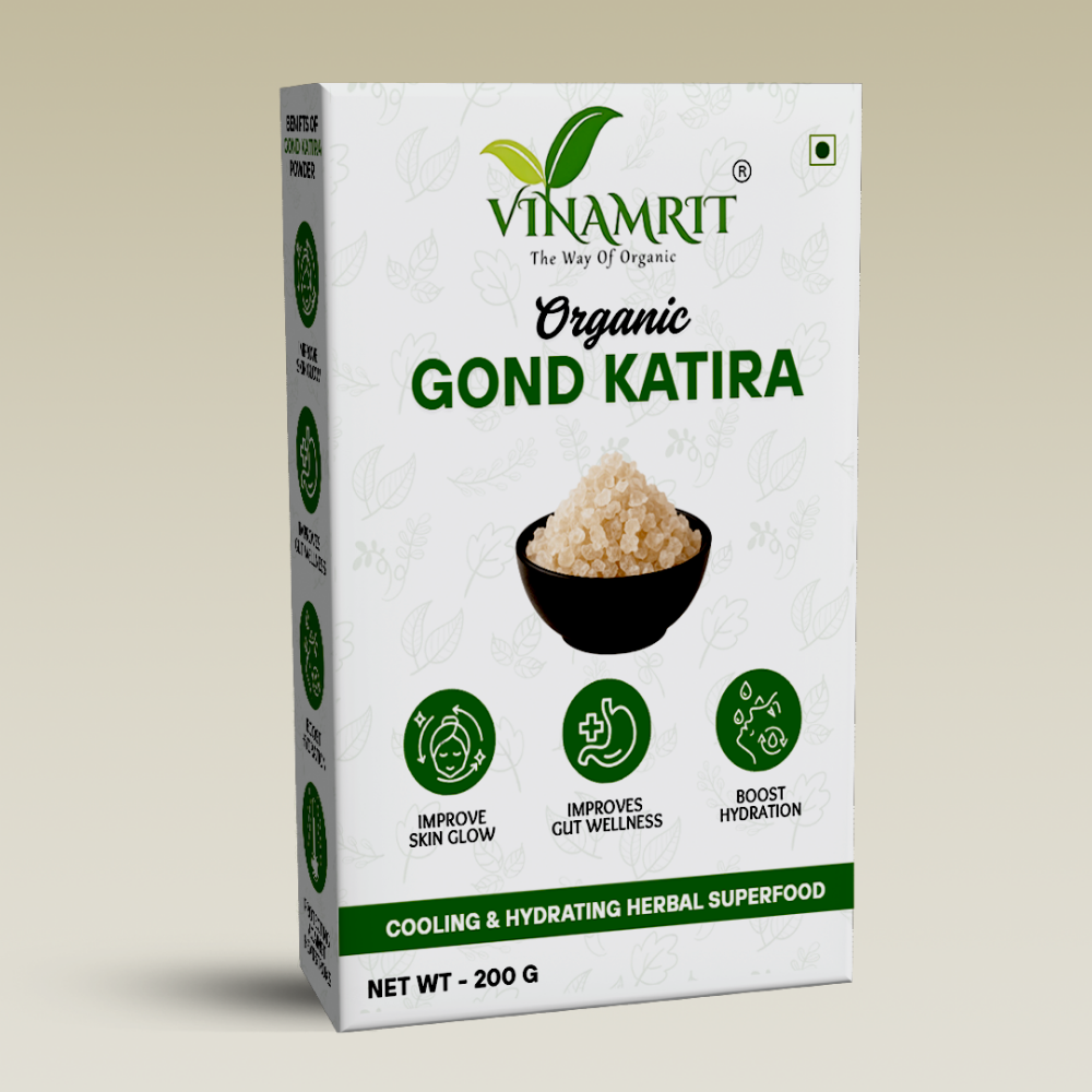 Vinamrit Gond Katira (Tragacanth Gum) | 100% Pure & Natural | Traditional Ayurvedic Resin for Cooling & Refreshing Recipes | 100g Pack