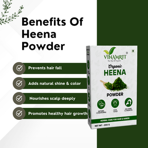 Vinamrit Henna Powder | 100% Pure & Organic| Traditional Ayurvedic Herb for Natural Hair Coloring & Care | 100g Pack