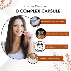 Vinamrit Vitamin B-Complex Tablets | 100% RDA of B1, B2, B3, B5, B6, B7, B9 & B12 | With Probiotic Lactobacillus Acidophilus | 60 Vegetarian Capsules