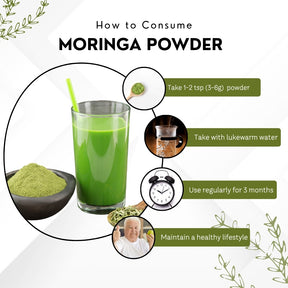 Vinamrit Moringa Powder | 100% Pure & Natural | Rich in Vitamins, Calcium & Antioxidants | Supports Immunity & Energy | 100g Pack | Superfood for Juices, Smoothies & Detox