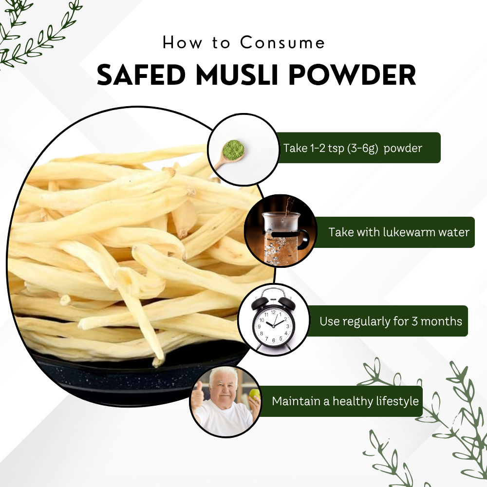 Vinamrit Safed Musli Root Powder | 100% Pure Herbal Powder | 100g