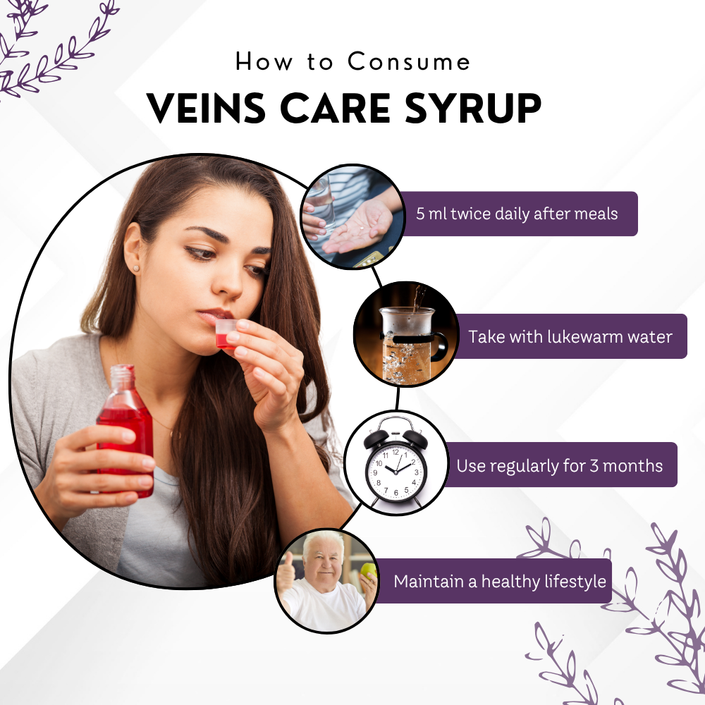 Vinamrit Veins Care Syrup – 200ml | Ayurvedic Herbal Blend | Made for Daily Vein Wellness & Comfort | 100% Natural Ingredients