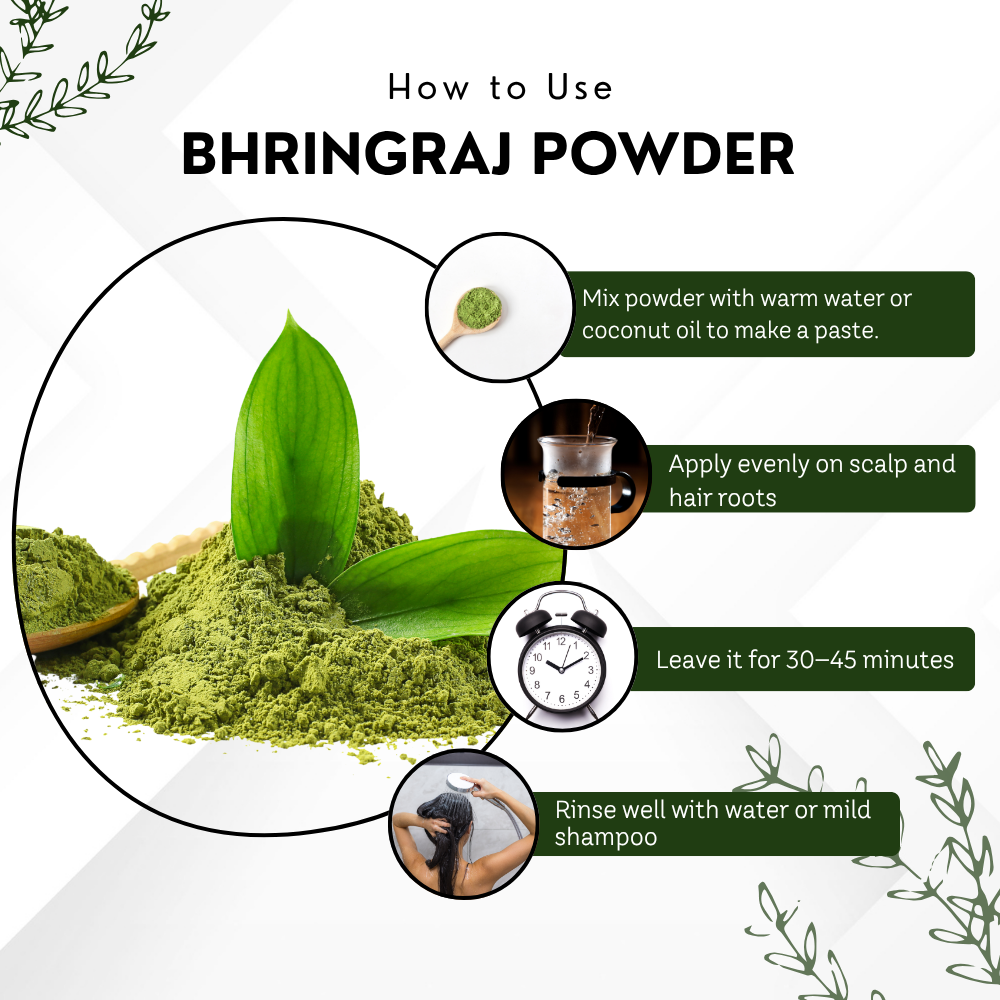 Vinamrit Bhringraj Powder | 100% Pure & Organic| Promotes Hair Growth, Strength & Scalp Health | 100g Pack | Ayurvedic Herbal Powder for Strong & Healthy Hair