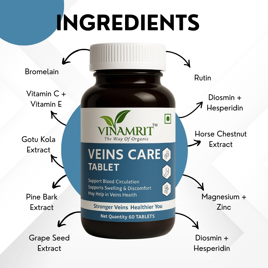 Vinamrit Varicose Veins Care Tablet: Ayurvedic Solution for Varicose Veins & Spider Veins | 30Tablets