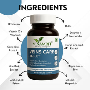 Vinamrit Varicose Veins Care Tablet: Ayurvedic Solution for Varicose Veins & Spider Veins | 30Tablets