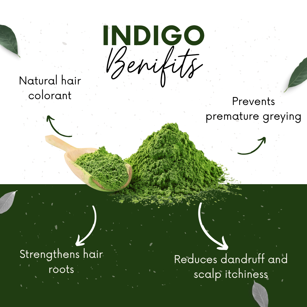 Vinamrit Indigo Powder | 100% Pure & Organic| Traditional Ayurvedic Herb for Natural Hair Care & Coloring | 100g Pack