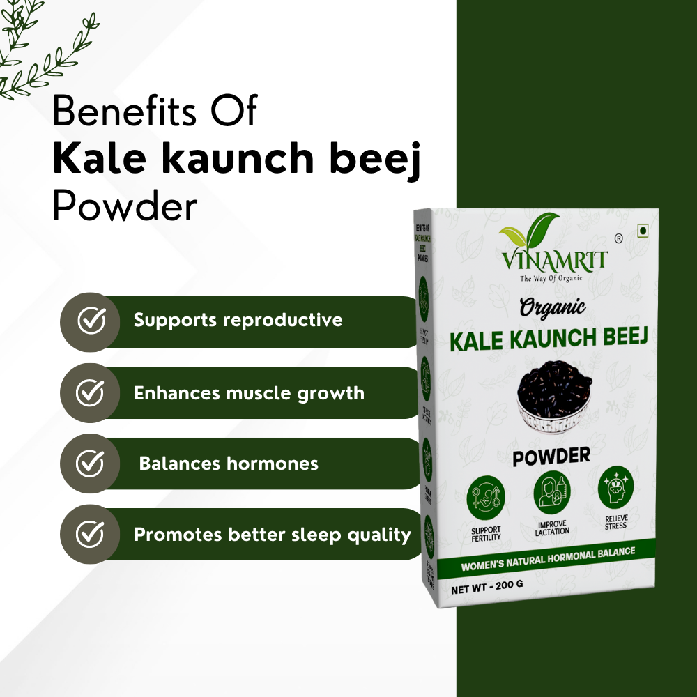 Vinamrit Kale Kaunch Beej Powder | 100% Pure & Natural | Traditional Ayurvedic Herb for Vitality & Wellness | 100g Pack