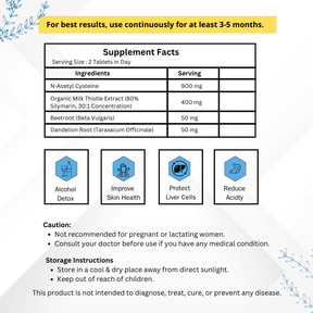 Vinamrit Milk Thistle Liver Detox Supplement | Fatty Liver Care & Digestive Enzymes 60 Tablets