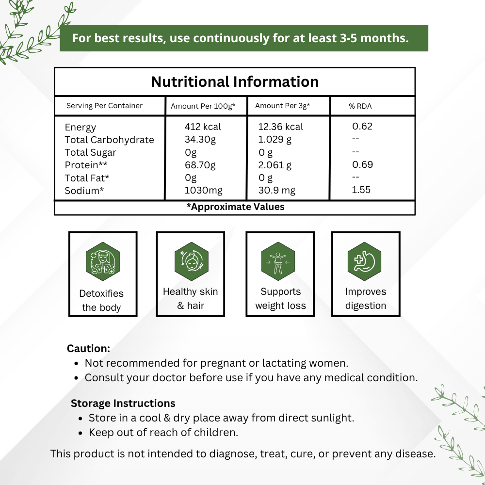 Vinamrit Spirulina Powder | 100% Pure Organic Algae Powder | 100g