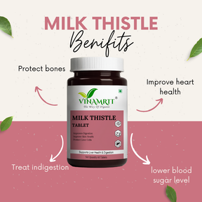 Vinamrit Milk Thistle Tablets for Liver Support & Detox | 60 Tablets | Ayurvedic Antioxidant for Fatty Liver, Digestion & Overall Wellness