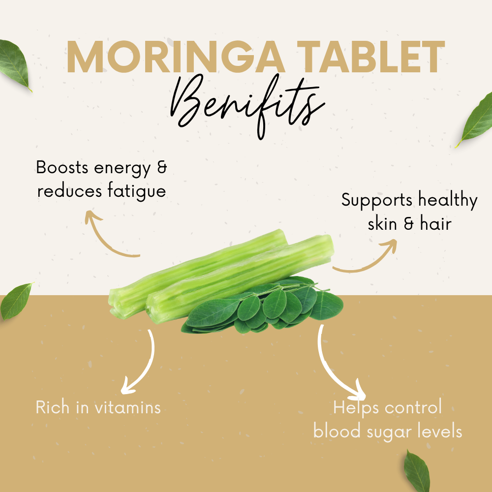 Vinamrit Moringa Tablets 500mg | Moringa Oleifera Leaf Powder Supplement | 100% Natural | 60 Vegetarian Tablets
