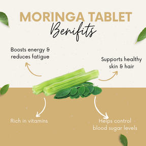 Vinamrit Moringa Capsules (500mg) | Ayurvedic Drumstick Leaf Supplement for Daily Wellness & Vitality | 100% Natural & Vegetarian | 60 Tablets