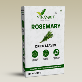 Vinamrit Rosemary Leaves | 100% Pure & Natural | Promotes Hair Growth, Strength & Scalp Health | 100g Pack | Ayurvedic Herbal Leaves for Strong & Healthy Hair