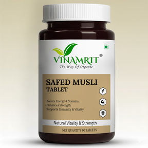 Vinamrit Safed Musli Capsules 660mg | Ayurvedic Vitality & Strength Supplement | With Shilajit & Gokshura | 60 Vegetarian Capsules
