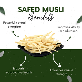 Vinamrit Safed Musli Powder | 100% Pure & Organic | Traditional Ayurvedic Root for Wellness & Vitality | 100g Pack