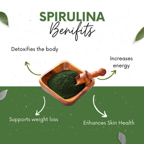 Vinamrit Spirulina Powder | 100% Pure & Natural | Plant-Based Protein & Iron | Supports Immunity, Energy & Detox | 100g Pack | Superfood for Smoothies, Juices & Fitness