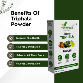 Vinamrit Triphala Powder | 100% Pure & Organic Herbal Blend | Traditional Ayurvedic Combination of Amalaki, Haritaki & Bibhitaki | 100g Pack