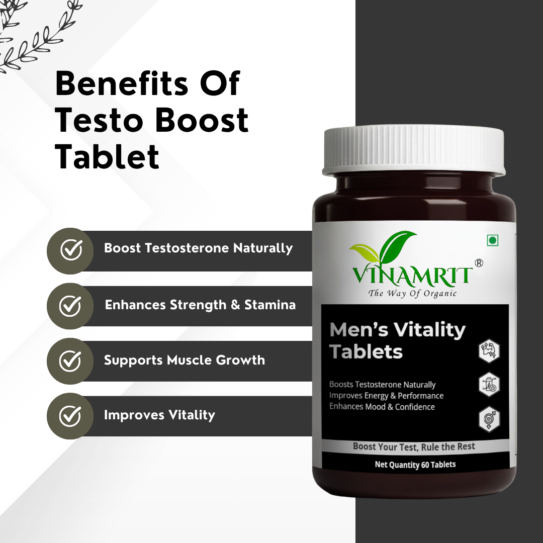 Vinamrit Men’s Vitality Tablet Shilajit & Gokshura | 60 Tablets for Strength, Stamina & Natural Testosterone Support 60 Tablets