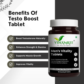 Vinamrit Men’s Vitality Tablet Shilajit & Gokshura | 60 Tablets for Strength, Stamina & Natural Testosterone Support 60 Tablets