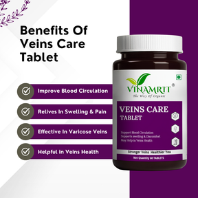 Vinamrit Veins Care Tablets | Ayurvedic Formula for Varicose Veins & Spider Veins Support | Herbal Blend for Leg & Vein Wellness | 30 Tablets