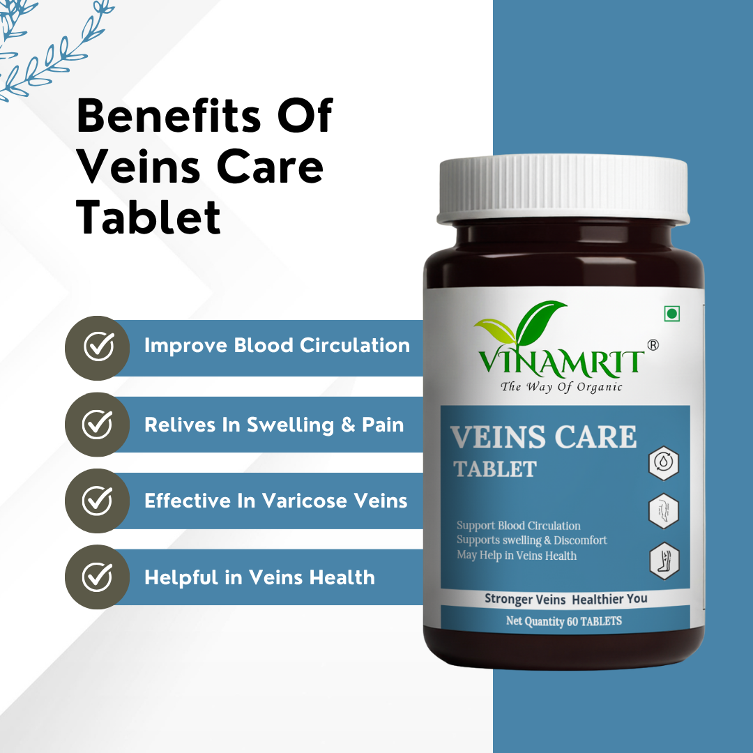 Vinamrit Veins Care Herbal Tablets | Plant Extract Blend | 60 Tabs